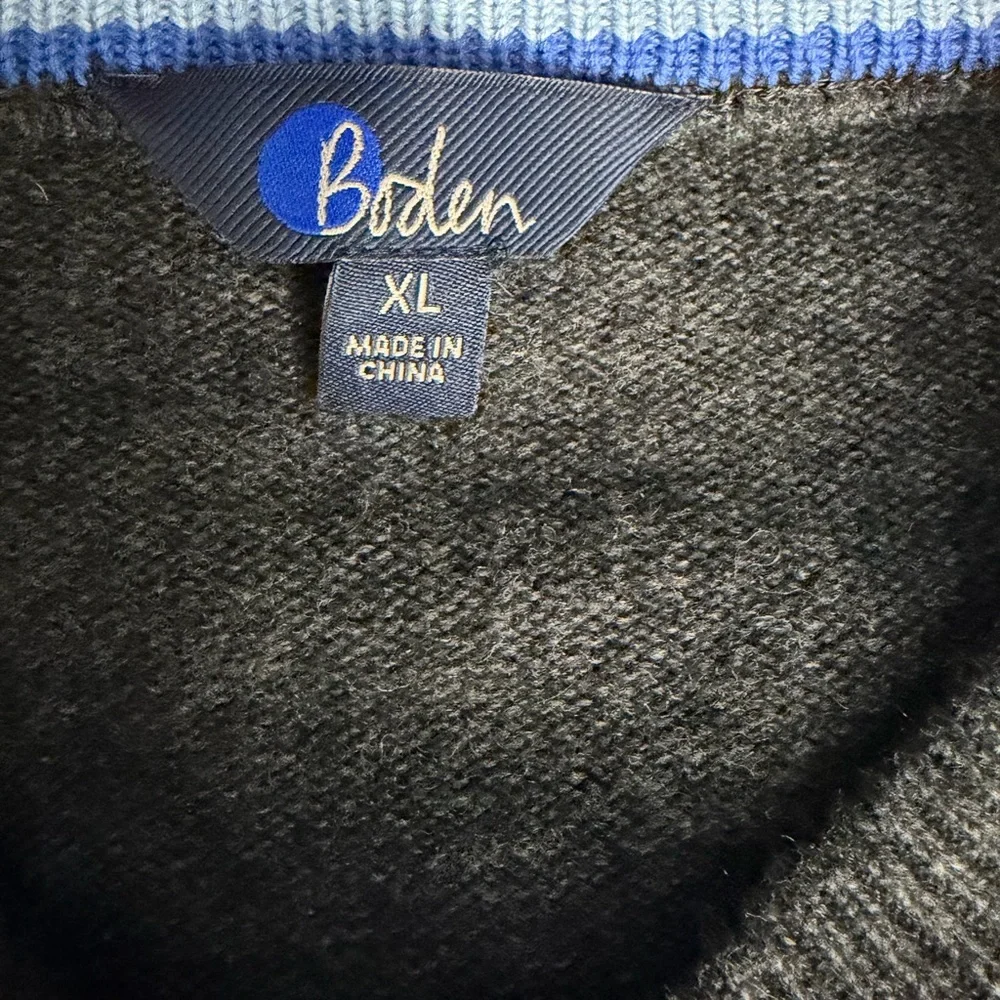 Boden Gray V-Neck Wool Sweater